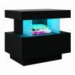 Black Bedside Table Nightstand LED Bedroom Drawer Cabinet Storage Modern High Floss Front