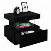 Black Bedside Table Nightstand LED Bedroom Drawer Cabinet Storage Modern High Floss Front