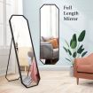 Hexagonal Full Length Mirror Free Standing Floor Vanity Dressing Foldable Stand Metal Frame Black