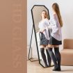 Hexagonal Full Length Mirror Free Standing Floor Vanity Dressing Foldable Stand Metal Frame Black
