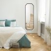 Hexagonal Full Length Mirror Free Standing Floor Vanity Dressing Foldable Stand Metal Frame Black
