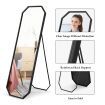 Hexagonal Full Length Mirror Free Standing Floor Vanity Dressing Foldable Stand Metal Frame Black