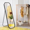 Hexagonal Full Length Mirror Free Standing Floor Vanity Dressing Foldable Stand Metal Frame Black