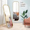 Hexagonal Free Standing Mirror Full Length Gold Floor Vanity Foldable Stand Metal Frame