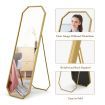 Hexagonal Free Standing Mirror Full Length Gold Floor Vanity Foldable Stand Metal Frame