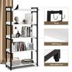 LUXSUITE 5 Tier Bookshelf Wooden Display Shelf Bookcase Storage Shelving Rack Metal Walls