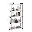LUXSUITE 5 Tier Bookshelf Wooden Display Shelf Bookcase Storage Shelving Rack Metal Walls