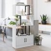 LUXSUITE 4 Tier Display Shelf Storage Cabinet Bookshelf Bookcase Ladder Stand Rack with 2 Lockable Doors