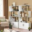 LUXSUITE 4 Tier Display Shelf Storage Cabinet Bookshelf Bookcase Ladder Stand Rack with 2 Lockable Doors