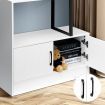 LUXSUITE 4 Tier Display Shelf Storage Cabinet Bookshelf Bookcase Ladder Stand Rack with 2 Lockable Doors