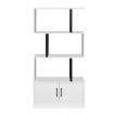 LUXSUITE 4 Tier Display Shelf Storage Cabinet Bookshelf Bookcase Ladder Stand Rack with 2 Lockable Doors