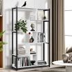 LUXSUITE 6 Tier Bookshelf Wooden Bookcase Display Shelf Metal Shelving Unit Storage Rack