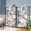LUXSUITE 6 Tier Bookshelf Wooden Bookcase Display Shelf Metal Shelving Unit Storage Rack