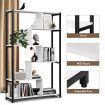 LUXSUITE 6 Tier Bookshelf Wooden Bookcase Display Shelf Metal Shelving Unit Storage Rack