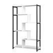 LUXSUITE 6 Tier Bookshelf Wooden Bookcase Display Shelf Metal Shelving Unit Storage Rack