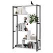LUXSUITE 6 Tier Bookshelf Wooden Bookcase Display Shelf Metal Shelving Unit Storage Rack