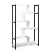 LUXSUITE 6 Tier Bookshelf Wooden Bookcase Display Shelf Metal Shelving Unit Storage Rack