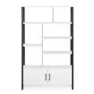 LUXSUITE 5 Tier Display Shelf Bookshelf Bookcase Storage Cabinet Shelving Unit Rack with 2 Lockable Doors