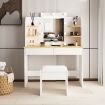 LUXSUITE Makeup Vanity Set White Dressing Table with Lights and Drawers Mirror Stool