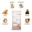 5 Level Rabbit Cat Ferret Cage Hutch Crate Metal Guinea Pigs House Kennel with Cat Door Wheels