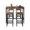 5 PCS Bar Table Set 4 Chairs Stools Kitchen Dining Height Counter Modern Wooden Top Metal Frame