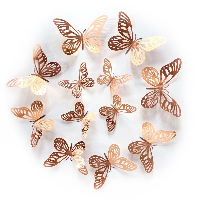 48 Pcs 3D Butterfly Wall Stickers Decorations for Birthday Decorations Party Decorations Cake Decorations, Removable Room Decor for Kids Nursery Classroom Wedding Decor (Pink)