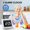 8 Inch LED Digital Calendar Clock Dementia Bedside Large Wall Alarm Table Desk 8 Languages 4 Dimming Levels White