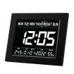 8 Inch LED Digital Calendar Alarm Clock Large Dementia Bedside Wall Table Desk 4 Brightness Levels 8 Languages Black
