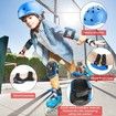 Kids Helmet Pad Set 3-14 yrs Ages Blue Adjustable Kids Roller Skateboard Bike Helmet Knee & Elbow Pads Wrist Guards