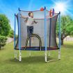 Genki Kids Trampoline Bounce Rebounder Jumping Rebounding Indoor Outdoor Safety Enclosure Basketball Hoop 60 Inch