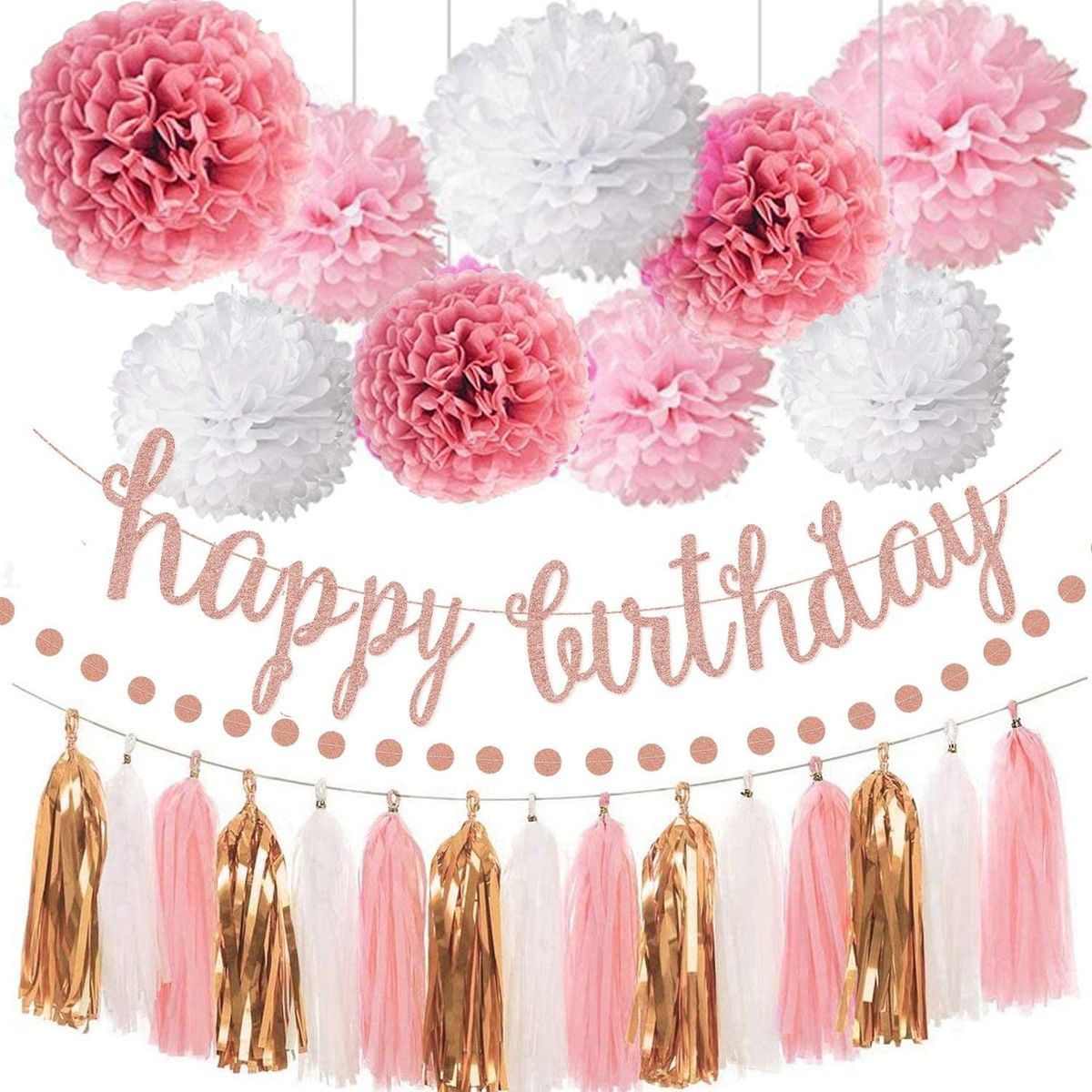 Pink Rose Gold Birthday Party Decorations Set for Birthday Party Decorations