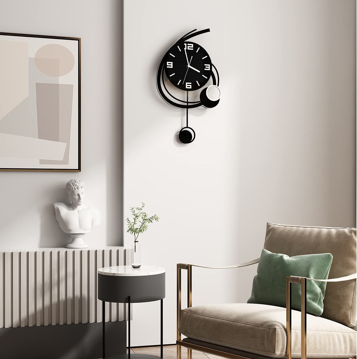 Decorative Wall Clock for Living Room Decor, Modern Large Battery