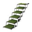 6 Steps Aluminium Dog Cat Pet Ramp Stairs Ladder Folding with Artificial Grass Surface