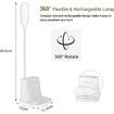 Rechargeable Desk Lamp with USB Charging Port, Pen Holder/Phone Holder, Study Lamp for Kids Home Office Bedroom