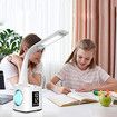 LED Study Desk Lamp with USB Charging Port, Display, Calendar and Color Night Light, Dimmable LED Table Lamp