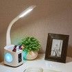 LED Study Desk Lamp with USB Charging Port, Display, Calendar and Color Night Light, Dimmable LED Table Lamp