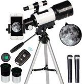 Telescope,70mm Aperture Refractor Telescopes 15X-150X,Portable Travel Telescope with Phone Adapter & Wireless Remote,Astronomy Gifts