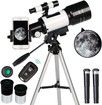 Telescope,70mm Aperture Refractor Telescopes 15X-150X,Portable Travel Telescope with Phone Adapter & Wireless Remote,Astronomy Gifts