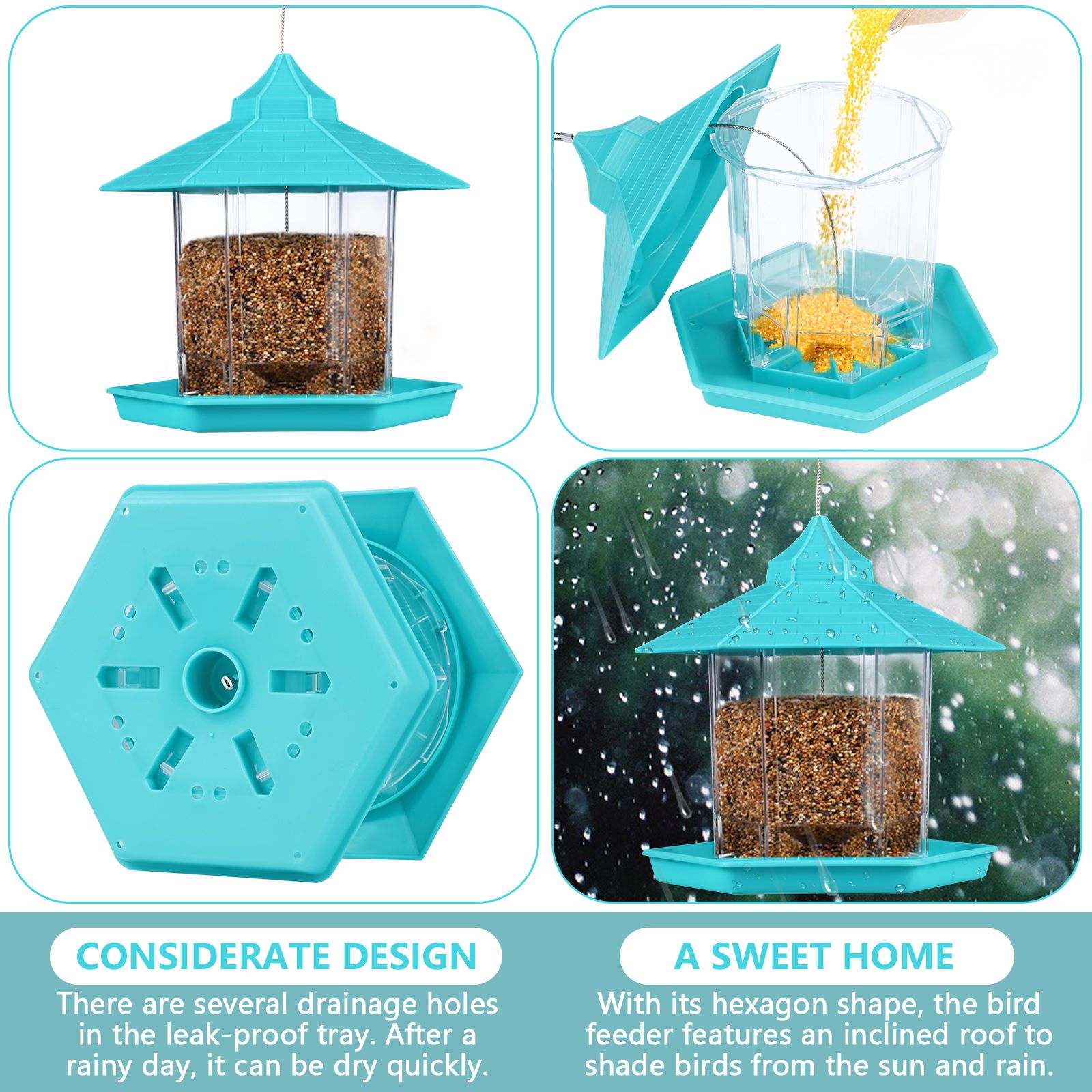 Bird Feeder Hanging Seed Container for Quail Parrot Automatic Garden