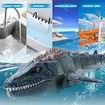 Remote Control Dinosaur for Kids,Mosasaurus Diving Toys RC Boat with Light and Spray Water for Swimming Pool Lake Bathroom Ocean Protector Bath Toys(Grey)
