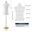 Male Mannequin Dressmakers Dummy Display Stand Manikin Torso Dress Form Metal Base 165-185cm White