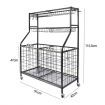 All-in-one Ball Storage Rack Sports Equipment Garage Organizer Basketball Holder Cart with Wheels Hooks Metal