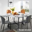Marble Dining Table Foldable Wood Drop Leaf Multifunctional Desk Wheels Metal Legs White