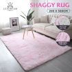 Large Fluffy Shaggy Rug Area Floor Mat Living Room Bedroom Carpet Light Pink 200x300CM