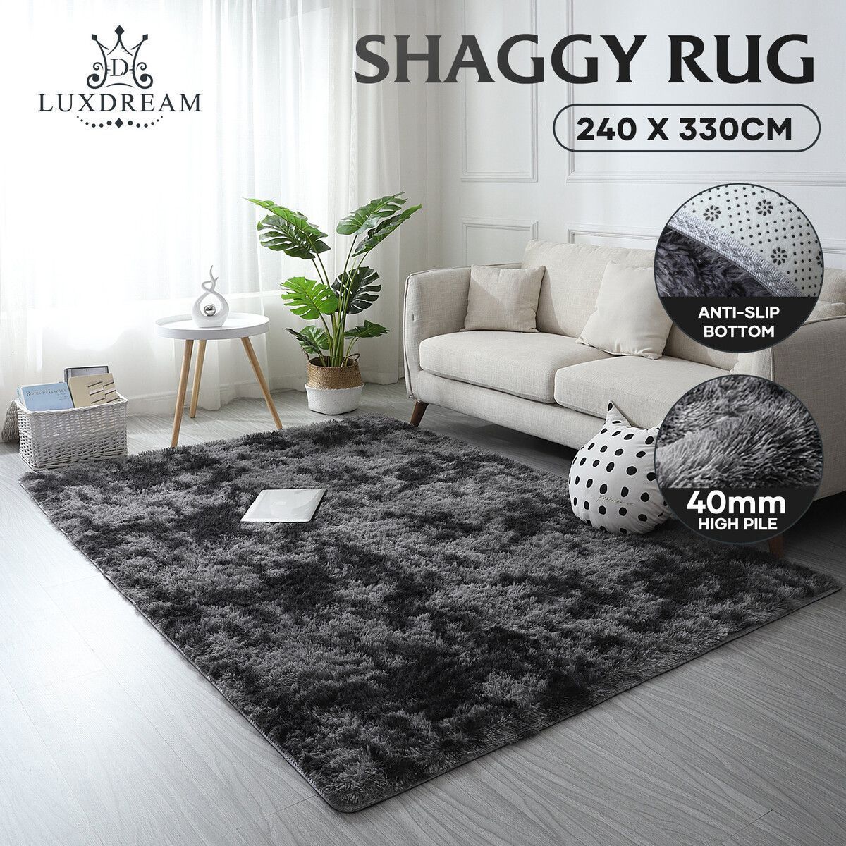 Fluffy Shaggy Floor Rug Large Area Mat Carpet Living Room Bedroom Nursery Nonslip