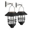 Outdoor Solar Wall Light Lantern Sconce Hanging Garden Lamp Outside Patio Fence Porch Waterproof with Light Sensor 2PCS