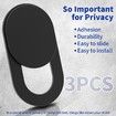 Webcam Cover (3 Pack) Ultra Thin Laptop Camera Cover Slide for Computer MacBook Pro iMac iPhone PC Tablet Notebook Surface Echo Show Camera Blocker Slider - Black
