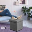 Grey Ottoman Fabric Upholstered Shoe Bench Folding Storage Cube Chest Coffee Table Entryway Toy Box Footrest Stool with Lid