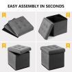 Grey Ottoman Fabric Upholstered Shoe Bench Folding Storage Cube Chest Coffee Table Entryway Toy Box Footrest Stool with Lid