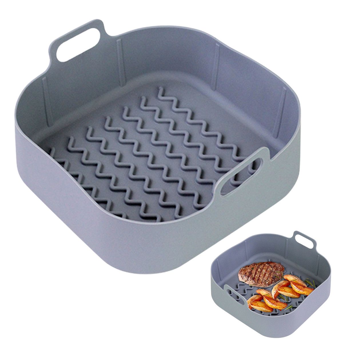 Silicone Air Fryer Non-Stick Pans Reusable Accessories Silicone Baking Pot Basket Tool Tray